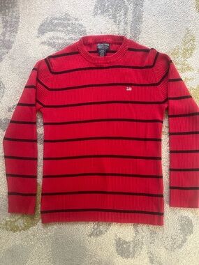 Ralph Lauren Polo Red Crewneck Sweater with Black Stripes